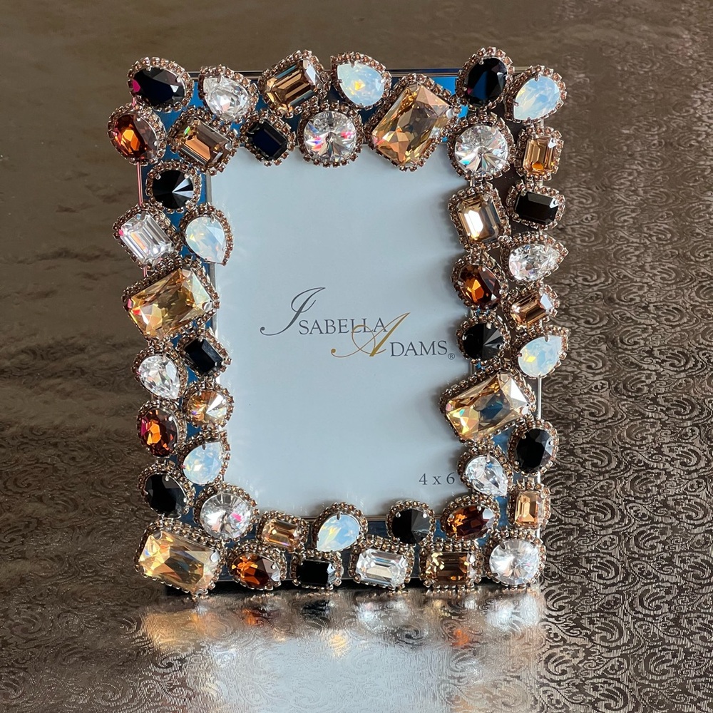 ISABELLA ADAMS Topaz Crystal 4x6 Cluster Photo Frame